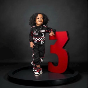 Fast One Birthday Suit - Race Car Birthday Toddler Outfit - Kids Racing Jumpsuit - Black Racer Suit - Halloween Costume