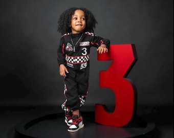 Fast One Birthday Suit - Race Car Birthday Toddler Outfit - Kids Racing Jumpsuit - Black Racer Suit - Halloween Costume