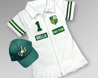 Vestido de golf personalizado - Cumpleaños con hoyo en uno - Conjunto de caddie de golf para niñas pequeñas