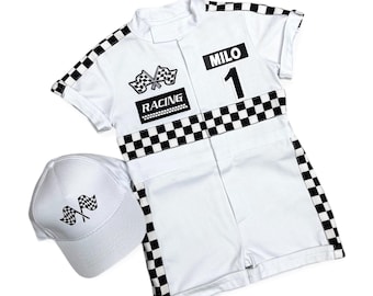 Custom Race Car Birthday Toddler Costume – Two Fast One Birthday – Kids Racing Jumpsuit