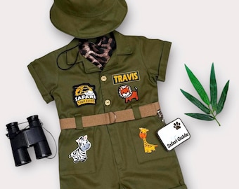 Personalized Safari Outfit for Toddler - Kids Safari Jumpsuit - Wild One Birthday Suit - Halloween Costume