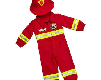Toddler Firefighter Outfit – Kids Fireman Jumpsuit – Fire Dept Suit - Custom Halloween Costume