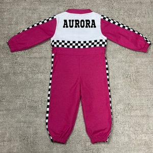 Adorable Pink Race Car Baby Costume Unique Baby Racer Outfit Fast Halloween Dress-Up Speedy Birthday Suit Fast One Jumpsuit zdjęcie 4