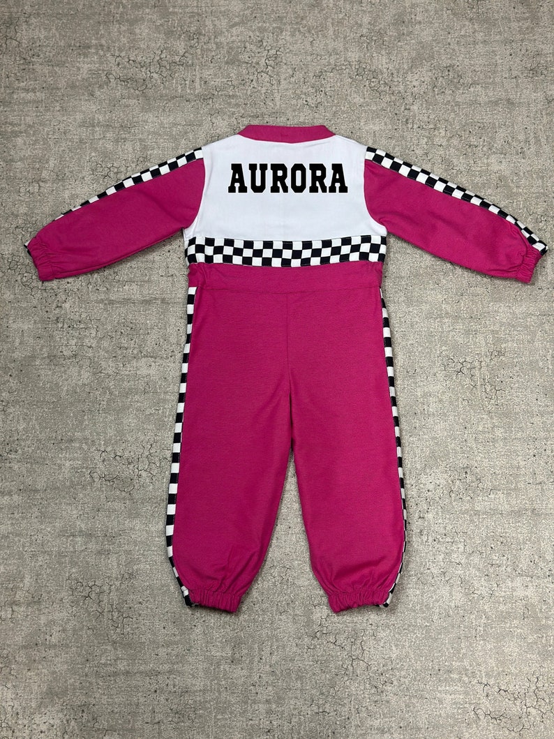 Adorable Pink Race Car Baby Costume Unique Baby Racer Outfit Fast Halloween Dress-Up Speedy Birthday Suit Fast One Jumpsuit zdjęcie 4