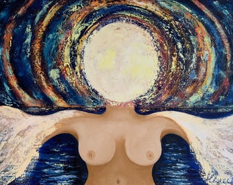 Peintures Mother MOON, Peintures originales, Abstractioin, Peinture sur toile, Texture Colorfull, Œuvre d’art, Peinture moderne.