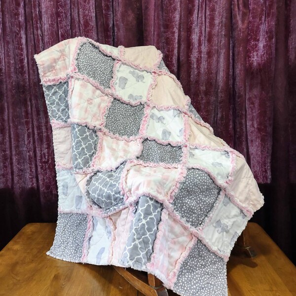 Sweet Baby Girl Rag Quilt, Crib Size, Limited Quantity Available!