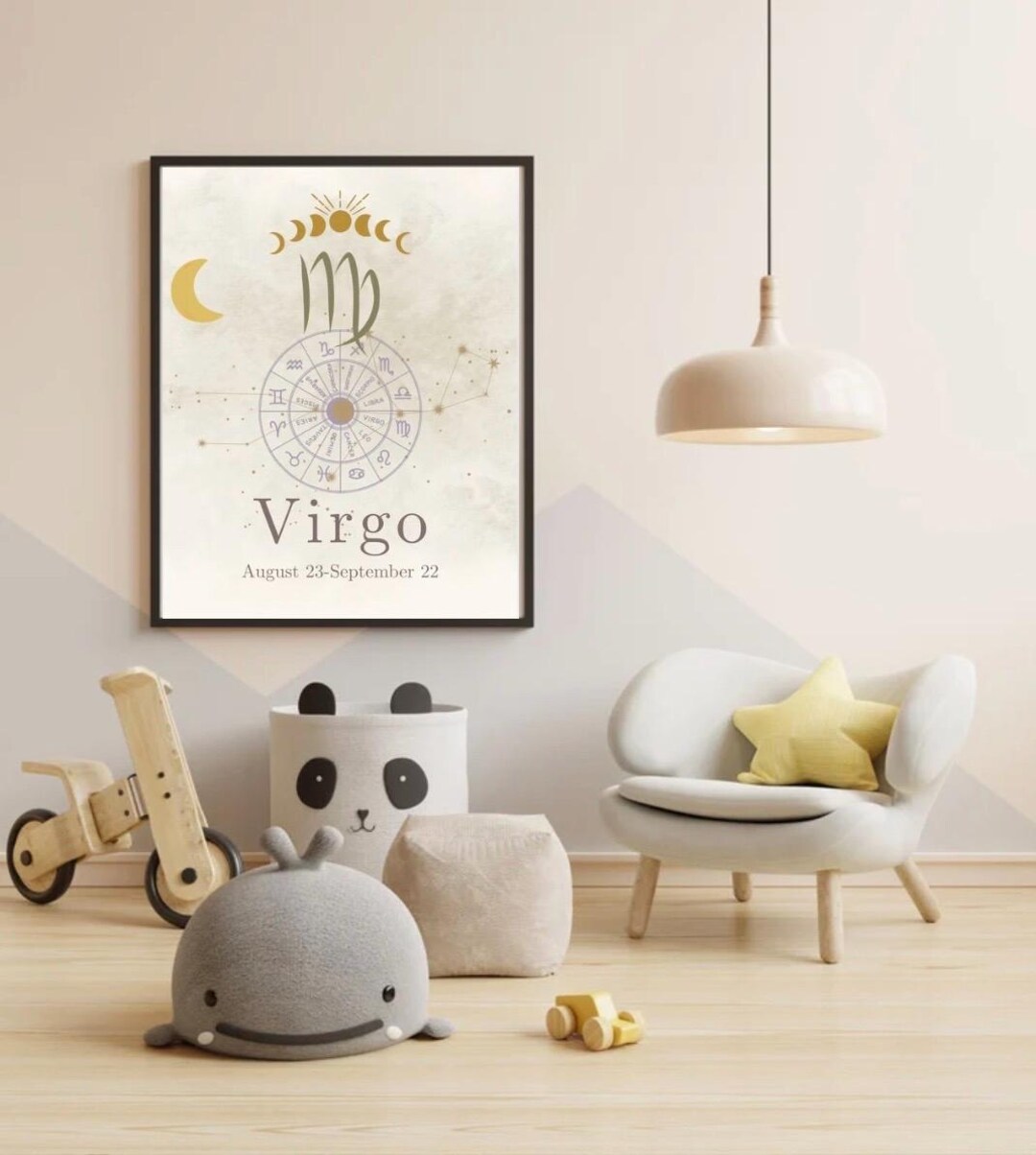 Virgo Zodiac Nursery Wall Art Printable, Minimalist Constellation Sign ...