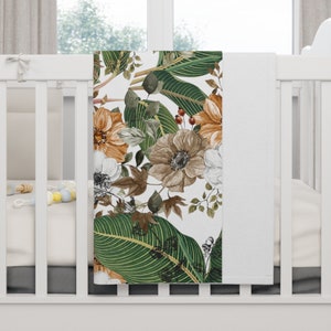 Floral Boho Soft Fleece Baby Crib Bedding Blanket