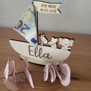 Personalized money gift for baptism birthday Birth Noah's Ark wood Communion confirmation image 1