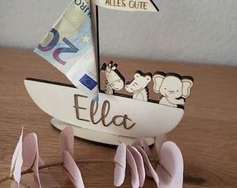 Personalized money gift for baptism | birthday | Birth| Noah's Ark | wood | Communion | confirmation