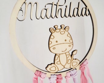 Traumfänger | Türschild | Name | Giraffe| Holz | Geburt | Taufe | Geburtstag | Kinderzimmerdeko | Geschenk | Baby | Personalisiert |