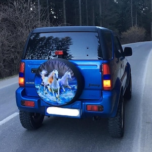 3 Horses 15&quot; 16&quot; 17&quot; Made With Your Size Soft Spare Wheel Tire Cover