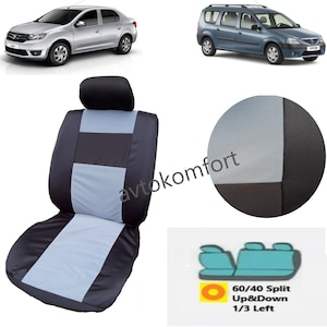 Full Set For Dacia Logan 2009-2017 Black And Gray Car Seat Covers Cover Protectors