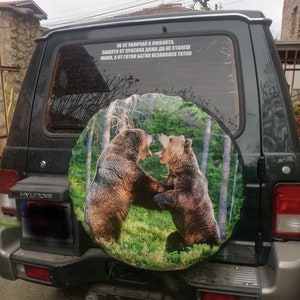 Two Bears 15" 16" 17" Made With Your Size Soft Spare Wheel Tire Cover