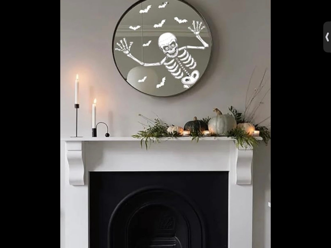 Large Skeleton Window Cling on Halloween No Glue or Adhesive Etsy
