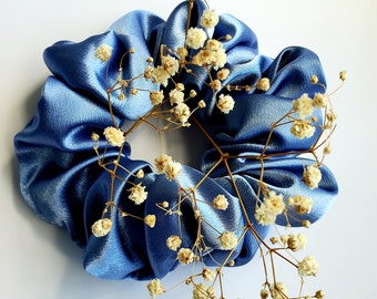 Blue Satin Scrunchy, Satin Scrunchies, XL Scrunchie, Silk Scrunchy, Luxe pure satin Scrunchy,