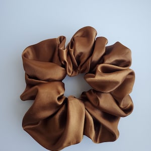 Brown Scrunchy || XL Scrunchies ||  Hair ties || satin scrunchies || Hair Accessories || Gift for her || Large Hair ties || Silk scrunchies
