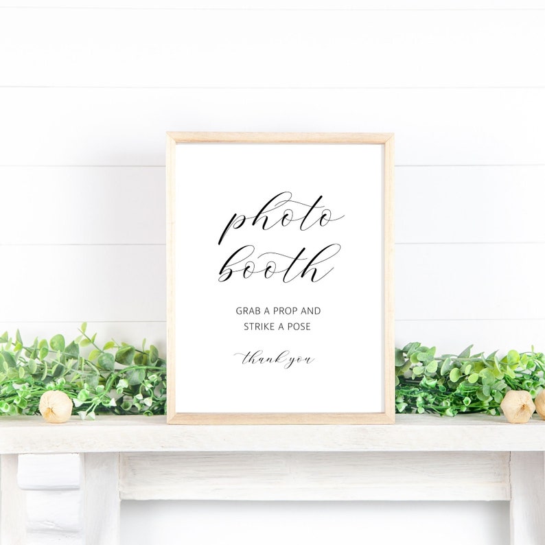 Photo Set Up Sign Minimalist Wedding Photo Booth Photo Backdrop Sign, Strike a Pose Sign ...
