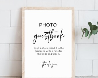 Libro degli ospiti fotografico minimalista Segno di matrimonio stampabile 8x10, Segno del libro degli ospiti fotografico, Segno del matrimonio, Segno del tavolo del libro degli ospiti, Segno della cabina fotografica