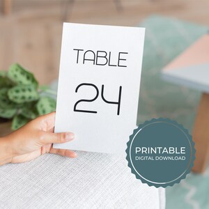 Wedding Table Number, Printable Table Numbers for Wedding Reception, Table Number Cards for Guests, Table Number 1-25