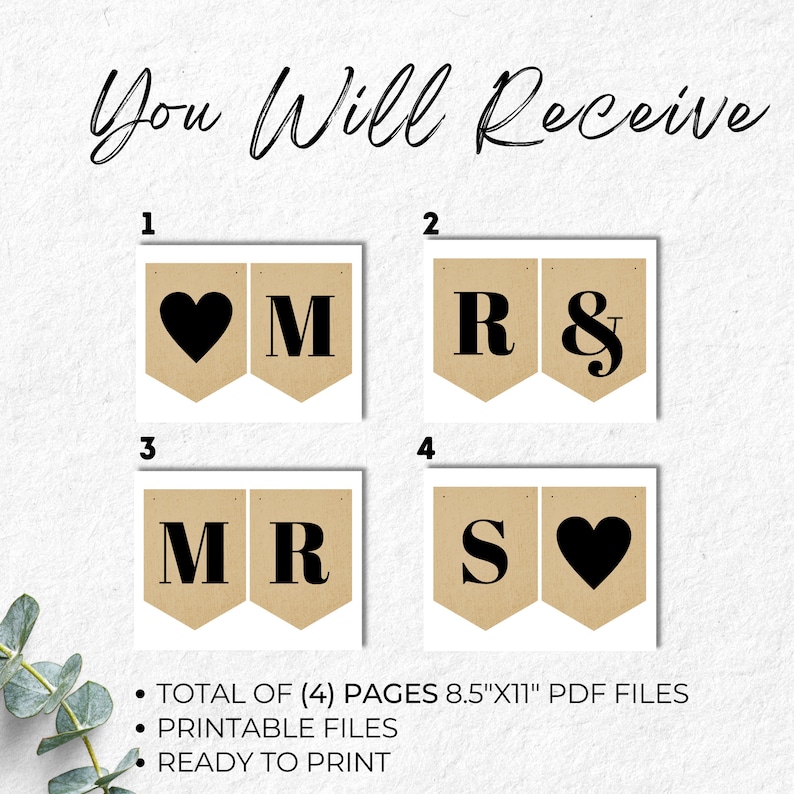 Mr and Mrs Banner Printable, Wedding Banner, Wedding Sign, Rustic ...