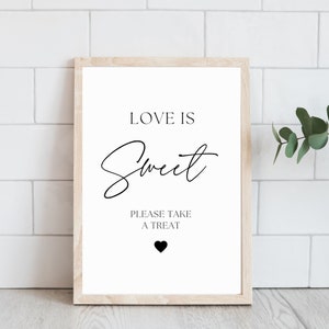 Love is Sweet Please Take a Treat Sign Printable, Dessert Table Sign, Wedding Reception Sign, Bridal Shower Sign, Candy Table Sign, Wedding