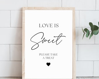Love is Sweet Please Take a Treat Sign Printable, Dessert Table Sign, Wedding Reception Sign, Bridal Shower Sign, Candy Table Sign, Wedding