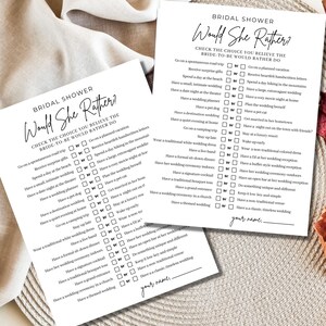 Would She Rather Bridal Shower Game, Would She Rather Games, Would She Rather Bridal, Would She Rather Bridal Shower Questions, Bridal