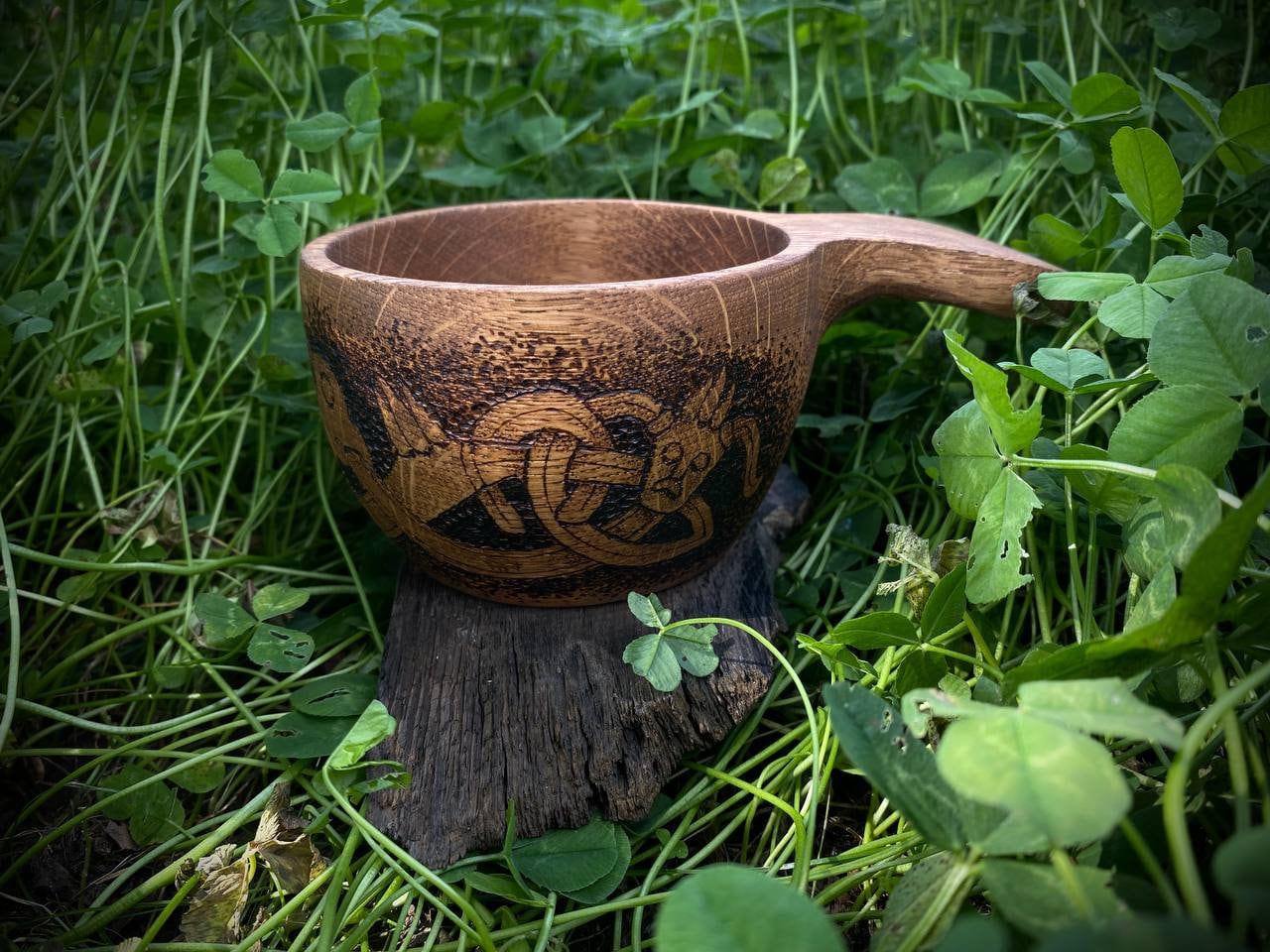 Kuksa Finnish cup Guksi from Birch burl Bushcraft Wooden Dishes