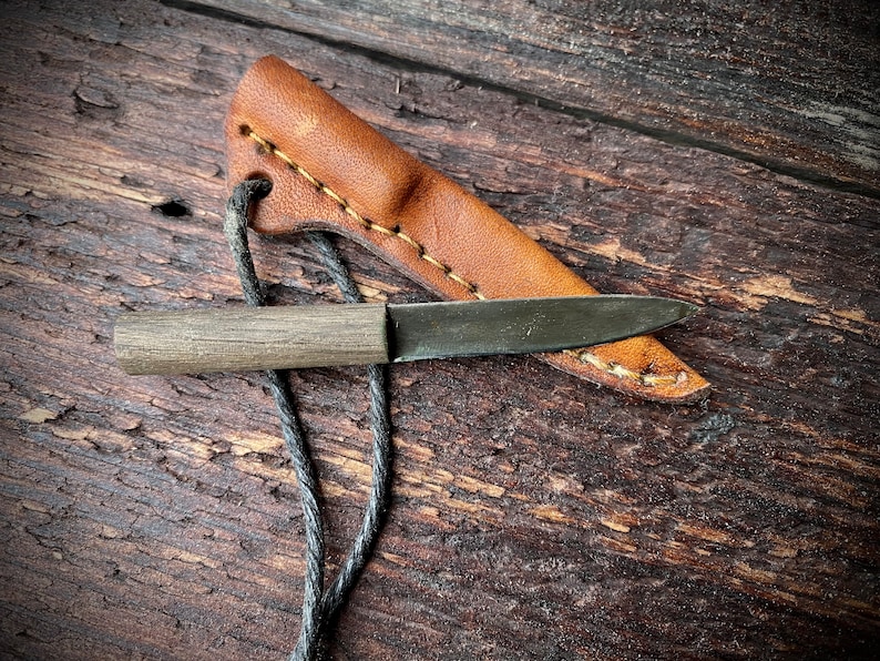 Cuchillo pequeño hecho a mano cuello cuchillo de bolsillo Viking Rus recreación 144 imagen 2