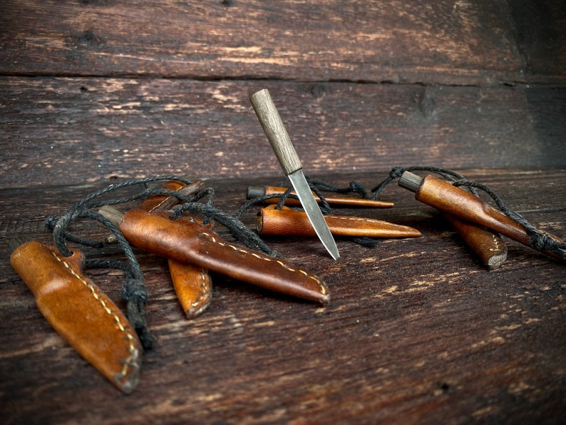 Cuchillo pequeño hecho a mano cuello cuchillo de bolsillo Viking Rus recreación 144 imagen 6