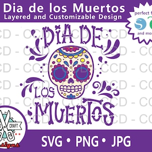 Dia de los Muertos Calavera / Dag van de Dode Suiker Schedel SVG-Cute Design, Halloween, Cricut , SIlhouette Studio, Cut Files, Download