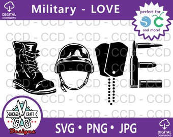 Military Love SVG-Army, Navy, Air Force, Marines, Military, Veteran's Day,Silhouette Studio, Cricut, Cut Files , Download