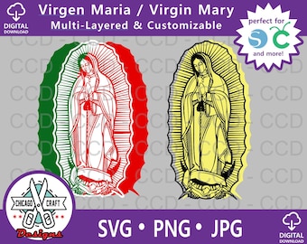 Virgin Mary/Virgen Maria SVG-Mother Mary, Virgen de Guadalupe, Download, Silhouette Studio, Cricut , Cut Files