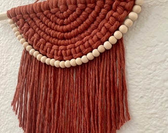 Small Macrame Wall Hanging with Wood Bead Diffuser