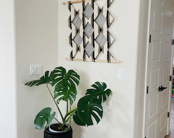 Modern Macrame Wall Hanging: Up-cycled Cotton Fiber Art
