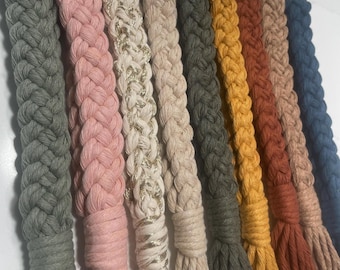 Braided Macrame Wristlet Keychain: Upcycled Cotton Key Fob