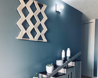 Large Geometric Macrame Wall Hanging: Recycled Cotton Rope