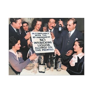 Aucun peuple d&#39;alcool ne célèbre la fin de l&#39;interdiction 18e amendement rétro couleur affiche vintage mur Art pendaison de crémaillère cadeau vintage interdiction Art