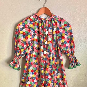 Vintage Halloween Costume, Homemade Cotton Patchwork Clown Pierrot, Full Stovepipe Style, Child M