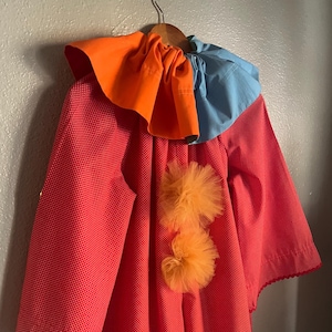 Vintage Clown Costume, Homemade Cotton Costume w/ Neck Ruffle, Child M