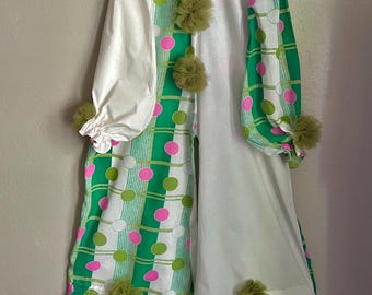 Vintage Clown Costume, Mid-Century Cotton  Clown Suit, Adult S - M/L