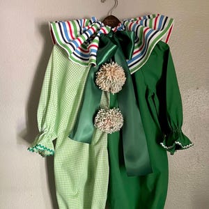 Vintage Clown Costume, Homemade Cotton Halloween Costume, Clown Jumper & Neck Ruff