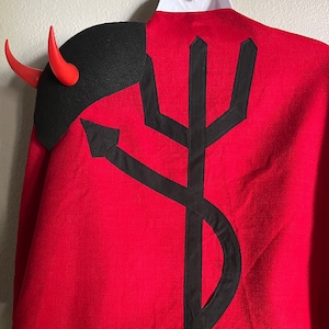 Vintage Halloween Costume, 1940s 1950s Devil Costume, Homemade Cotton, 3 Piece Set, M