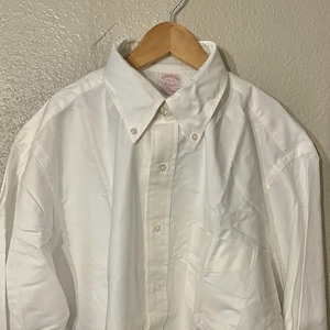 Vintage Brooks Brothers White Cotton Dress Shirt, Made in USA, New with Tags