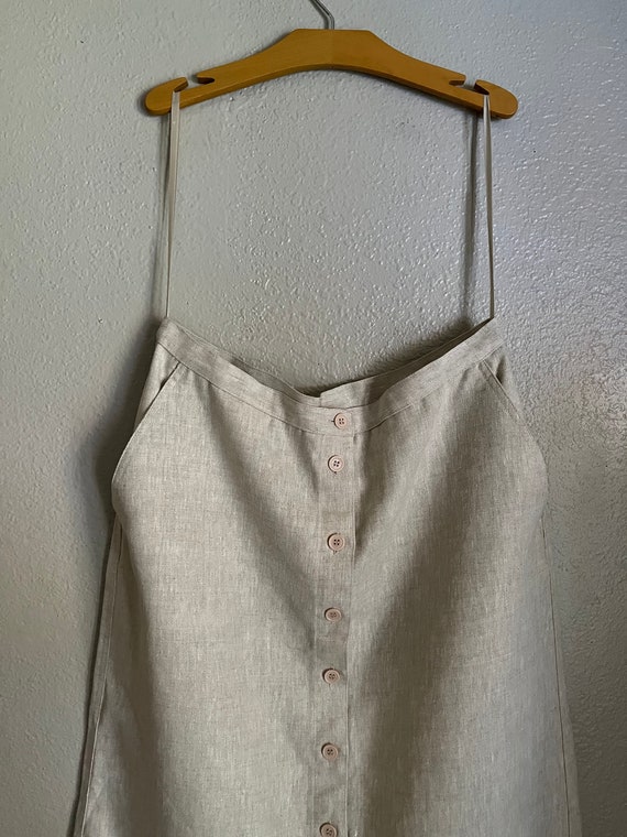 VINTAGE 1980’s 1990’s 100% Linen A-line Skirt, Si… - image 1