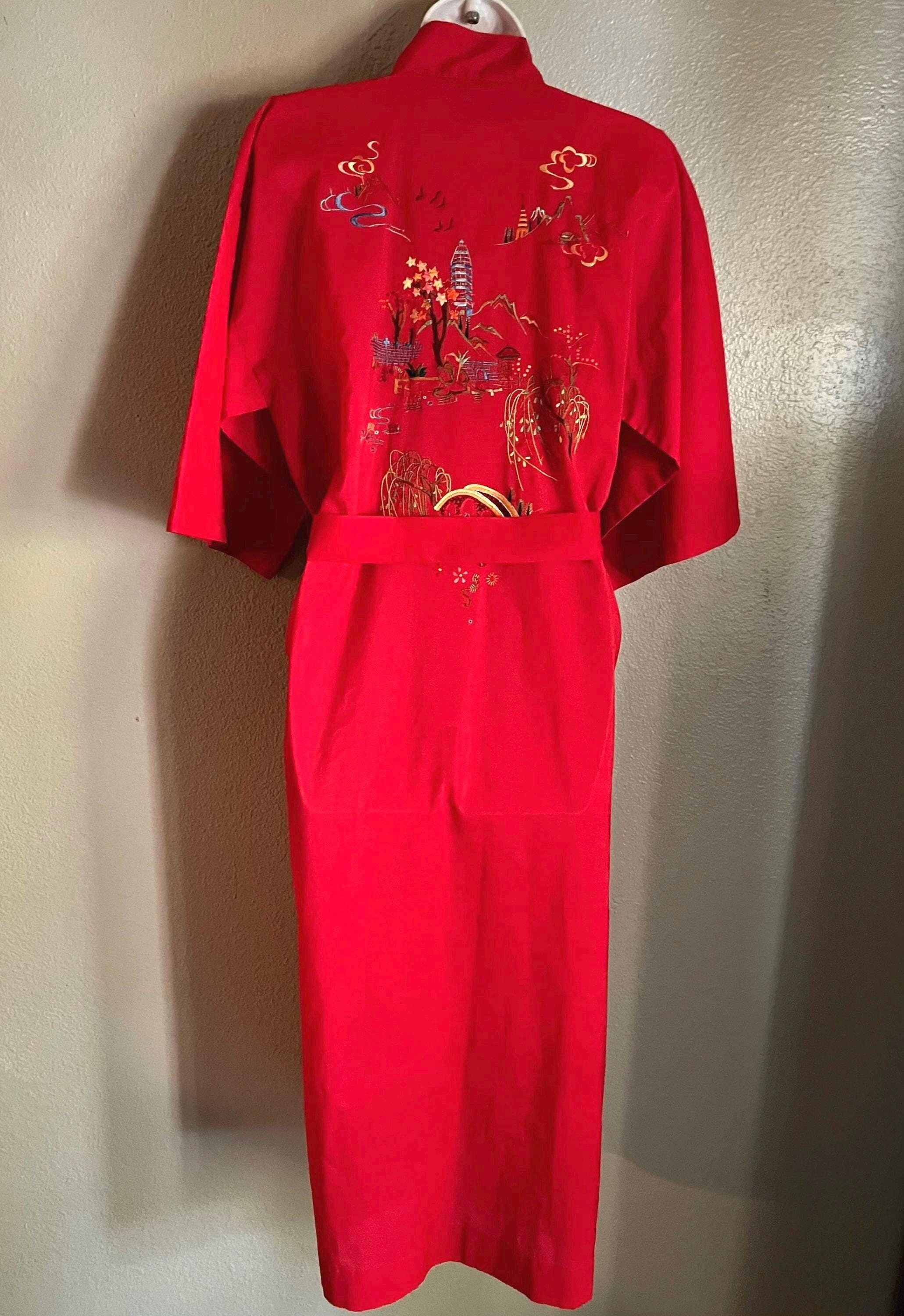 Embroidered Chinese Silk Dressing Gown - Etsy