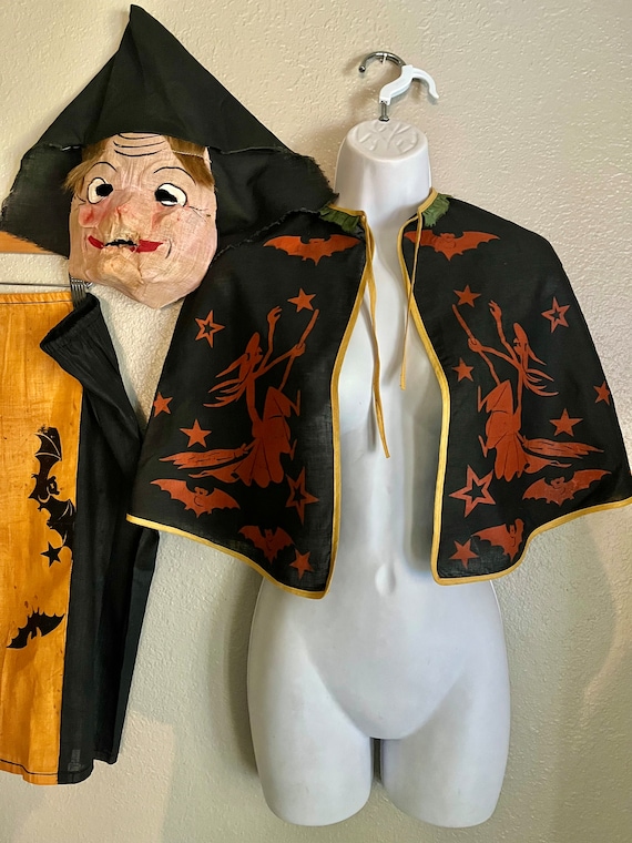 VINTAGE Halloween Costume 1940s Cloth Collegeville Witch