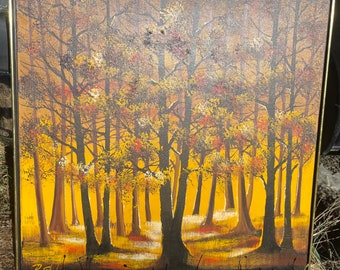 Vintage MCM Mid-century Modern, Avante Studios Oil Painting, R. Styles, 37 sq., Pick up or local deliver/no shipping