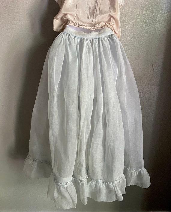 Vintage 1930’s Cotton Organdy Summer Skirt, Pale … - image 5